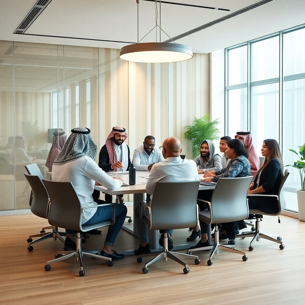 Professional team collaborating